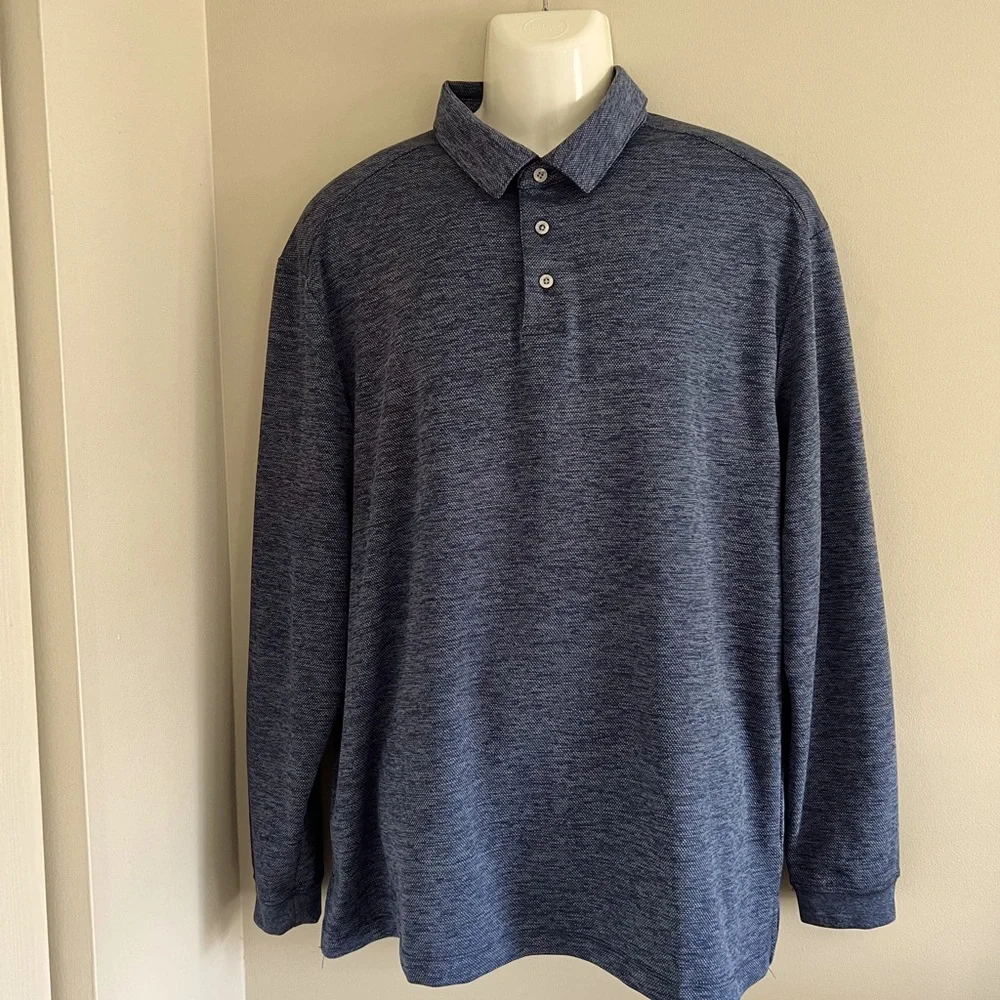 Men’s PGA Tour Blue long Sleeve Polo Shirt Sz: XL MSRP: $70 - Picture 1 of 8